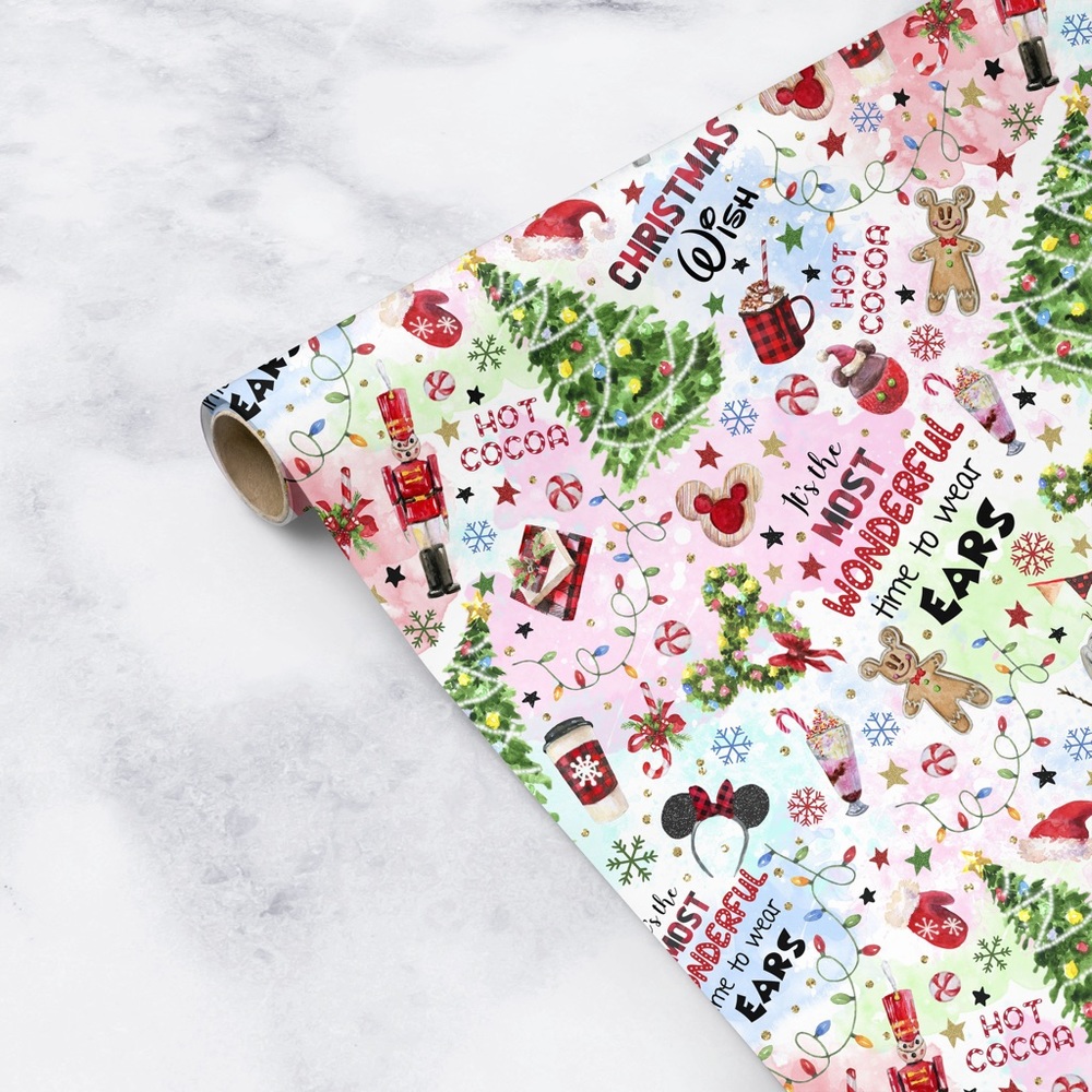 Magic Kingdom Disneyland Themed Christmas Gift Wrap Roll - 6FT